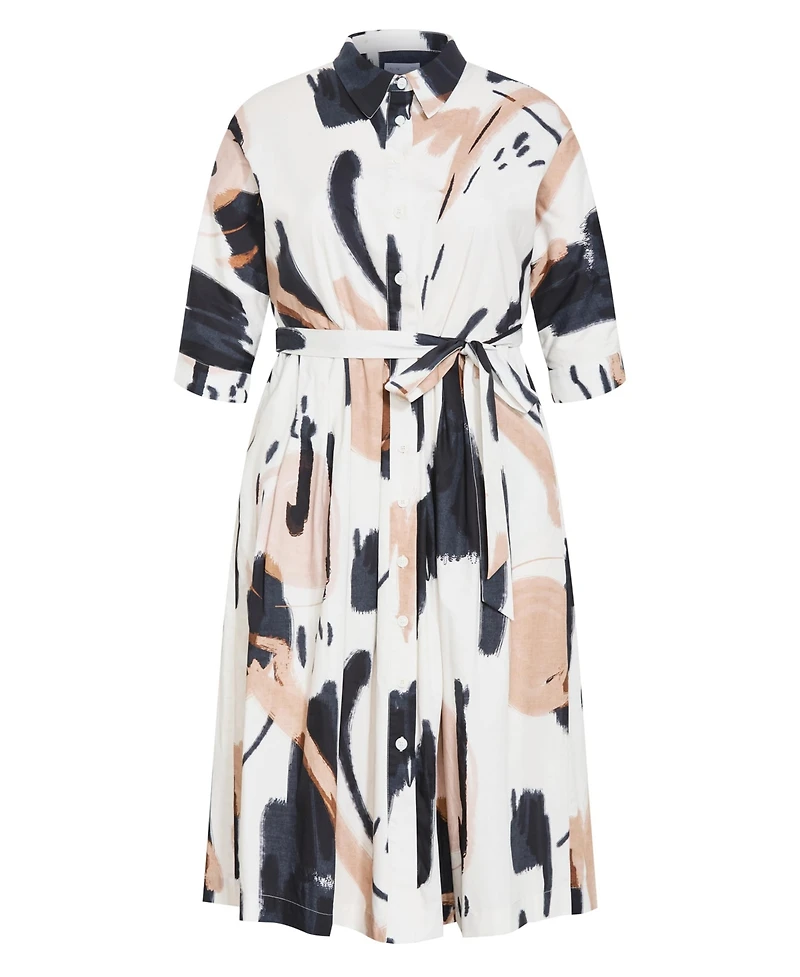 City Chic Women's Plus Exhibit Print Shirt Dress