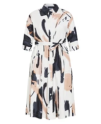 City Chic Women's Plus Exhibit Print Shirt Dress