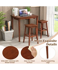 Sugift 3-Piece Bar Table Set with Pub Table and 2 Saddle Stools