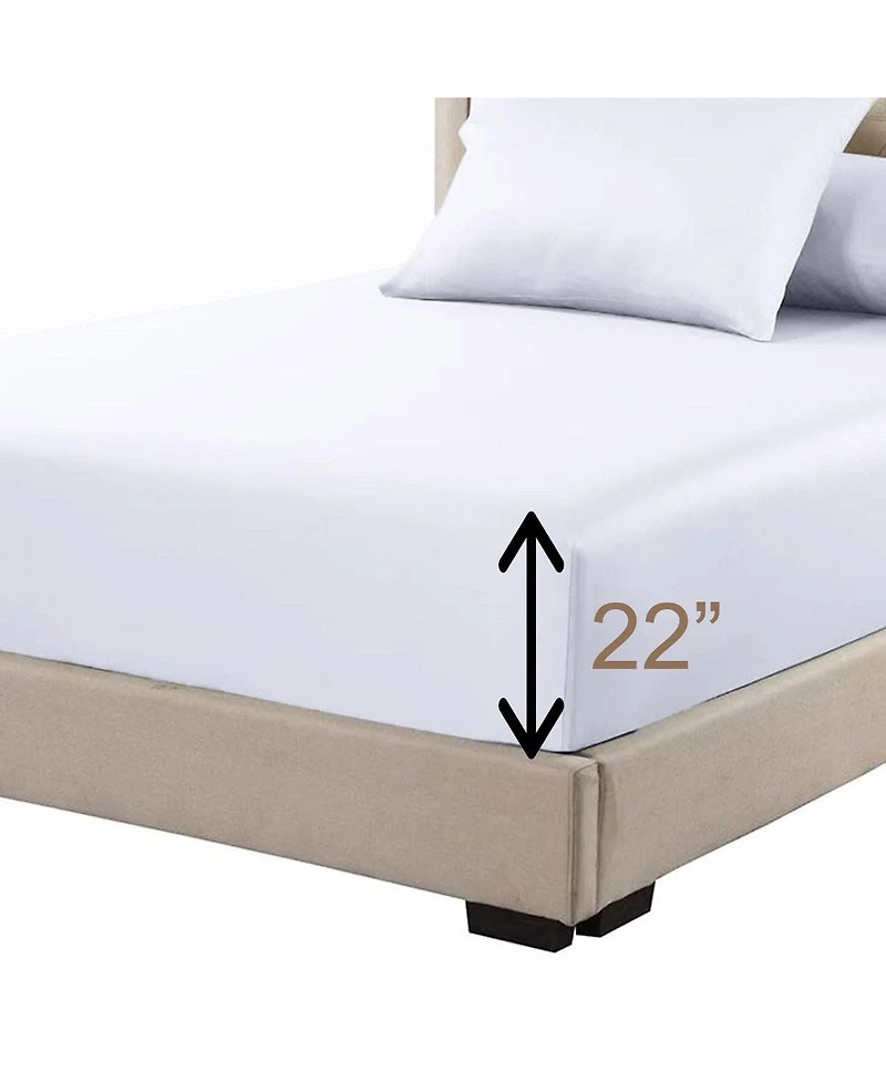 High Profile Fitted Sheet (22 Inches) Luxurious Cotton 608 Thread Count