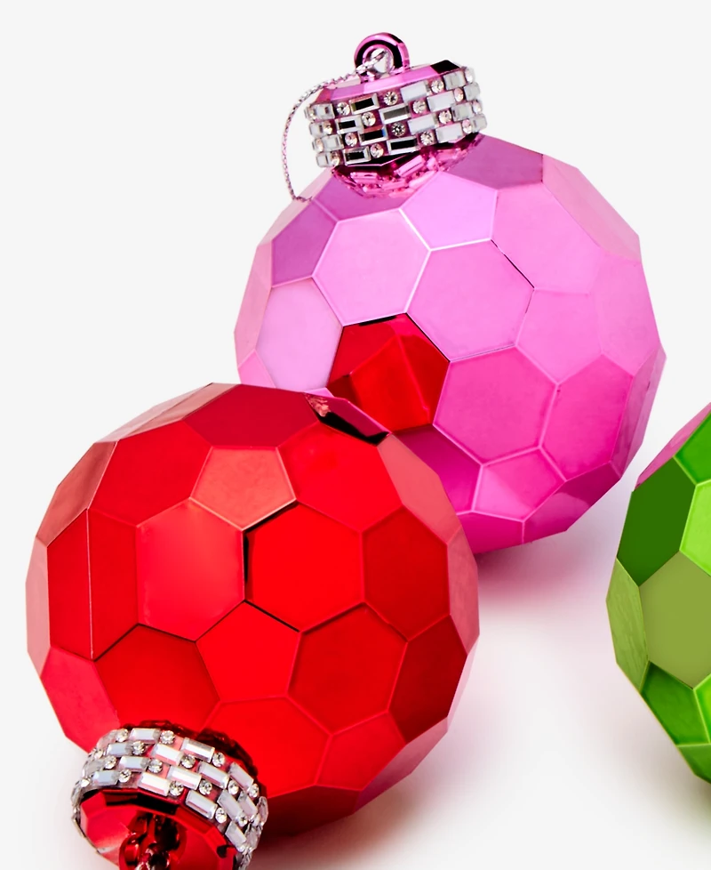 Holiday Lane Whimsy Shatterproof Dimensional Ball Ornaments, Set of 3, Macy's Exclusive
