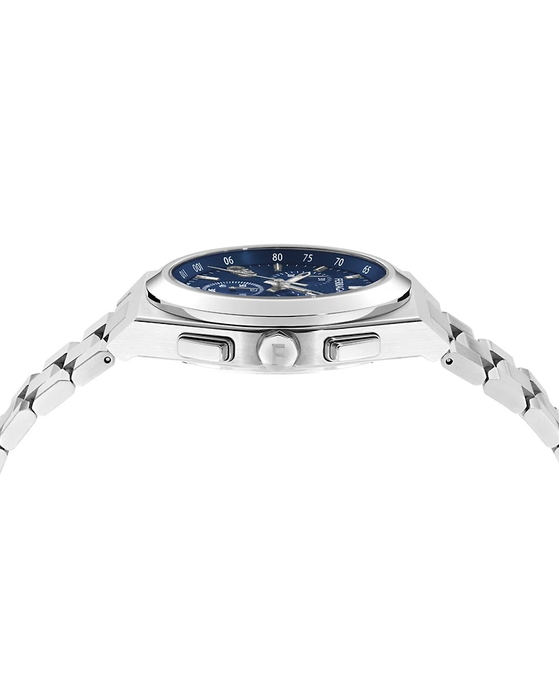 Ferragamo Men's Vega Upper East Chrono Silver Stainless Steel Bracelet Watch 42mm