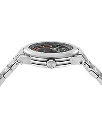 Ferragamo Men's F-80 Gmt Worldtime Silver Stainless Steel Bracelet Watch 43mm