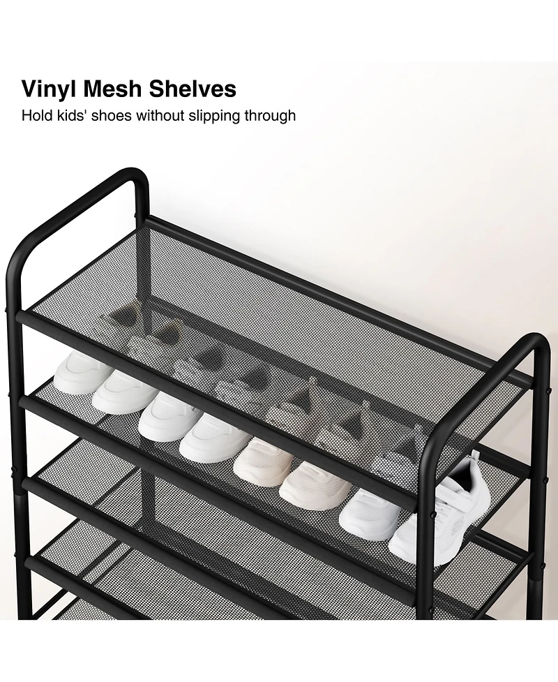 Yigii 10-Tier Shoe Rack Sturdy Mesh Shelves Large Capacity Adjustable Feet