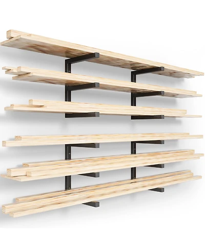 Xdovet Wood Lumber Rack Wall Mount 6-Level Metal Storage Organizer 
