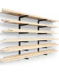 Xdovet Wood Lumber Rack Wall Mount 6-Level Metal Storage Organizer 