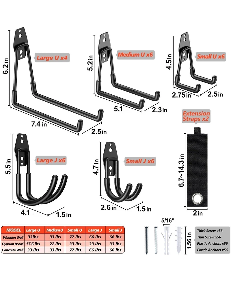 Xdovet Heavy Duty Steel Wall Mount Hangers for Garage Storage