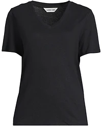 Lands' End Plus Short Sleeve Linen Blend V-Neck Tee