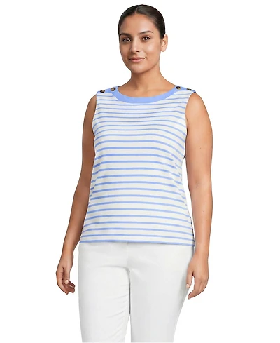 Lands' End Women's Plus Mariner Button Shoulder Tank