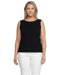 Lands' End Women's Plus Mariner Button Shoulder Tank