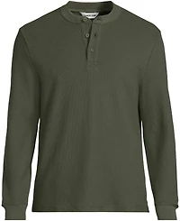 Lands' End Men's Long Sleeve Honeycomb Pique Henley