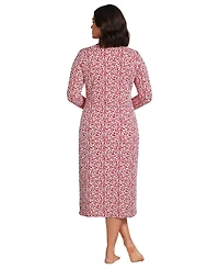 Lands' End Plus Cotton Long Sleeve Midcalf Nightgown