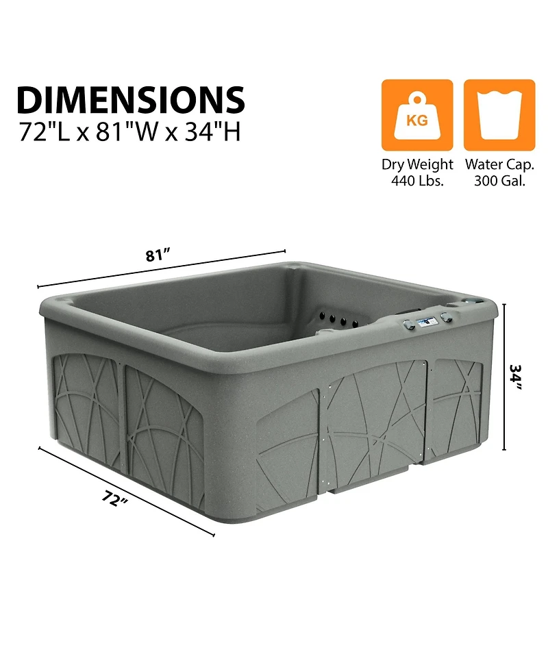 Lifesmart Spas 5 Person Plug and Play 28 Jet Led Outdoor Hot Tub, LS350DX