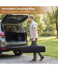 Costway Folding Camping Table, Portable Roll-Up Pine Wood Picnic Table with Carry Bag