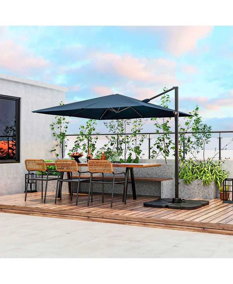 Clihome Square Patio Cantilever Umbrella with 360degree(s) Rotation