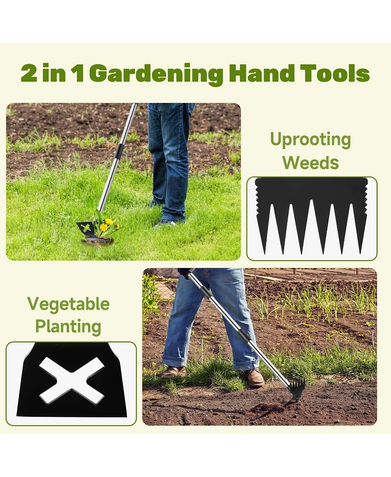 Xdovet Weed Puller Tool Gardening Set Hand Rake Hoe Remover