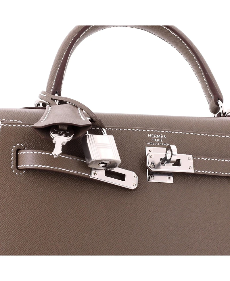 Pre-Owned HERMES Kelly 25 Handbag Madame with Palladium Hardware