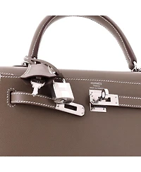 Pre-Owned HERMES Kelly 25 Handbag Madame with Palladium Hardware