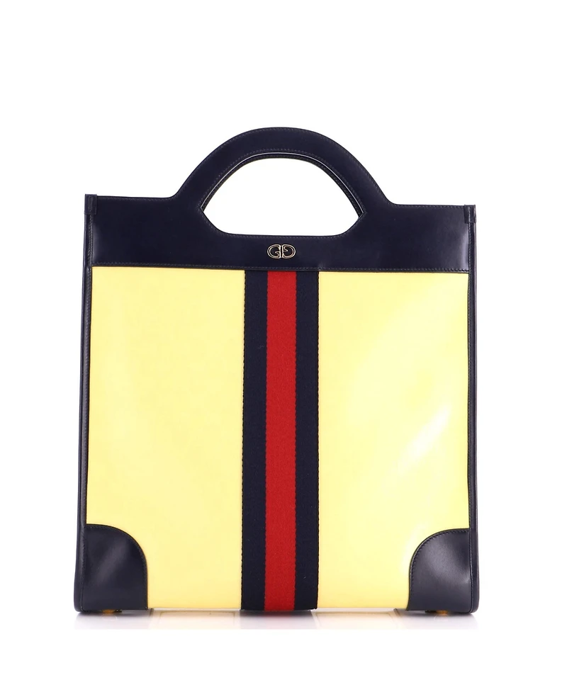 Pre-Owned Gucci Large Cut Out Handle Tote Gg Coated Canvas and Leather