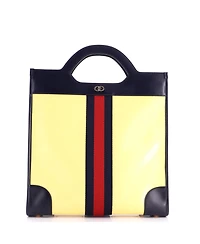 Pre-Owned Gucci Large Cut Out Handle Tote Gg Coated Canvas and Leather
