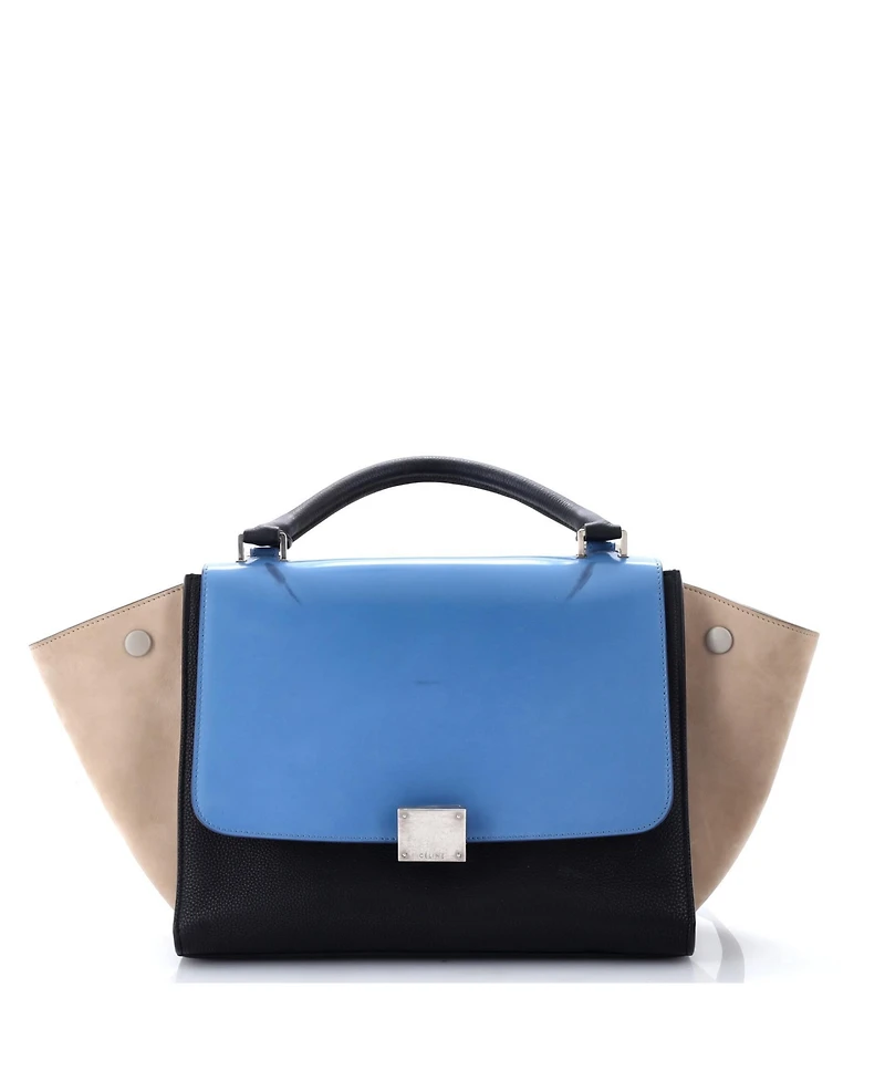 Pre-Owned Celine Small Tricolor Trapeze Bag Leather