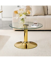 Streamdale Furniture 27.5'' Round Tempered Glass Coffee Table with Metal Base