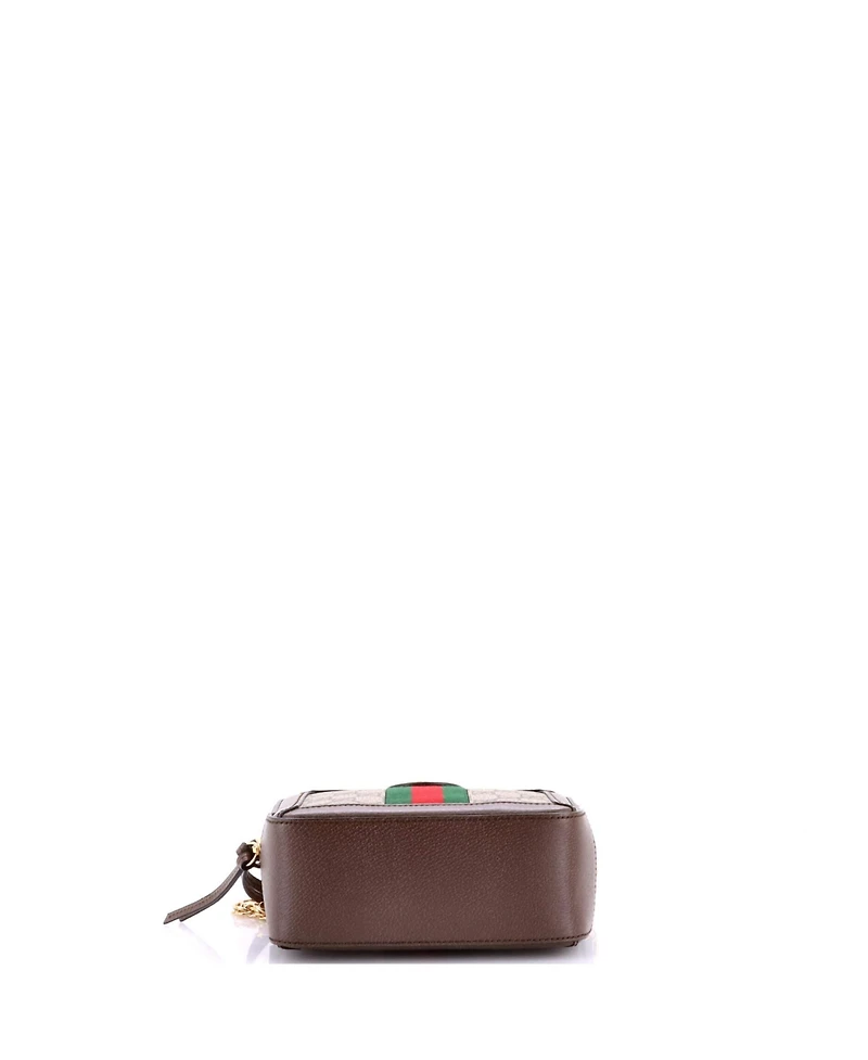 Pre-Owned Gucci Mini Ophidia Zip Around Camera Bag Gg Coated Canvas