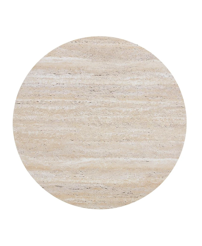 Streamdale Furniture 27.5'' Round Stone-Effect Mdf Coffee Table with Metal Legs