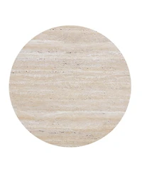 Streamdale Furniture 27.5'' Round Stone-Effect Mdf Coffee Table with Metal Legs