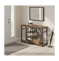 homfan Industrial 5-Tier Console Table with O-Shaped Metal Frame, 55" Narrow Entryway Table with Storage Shelves