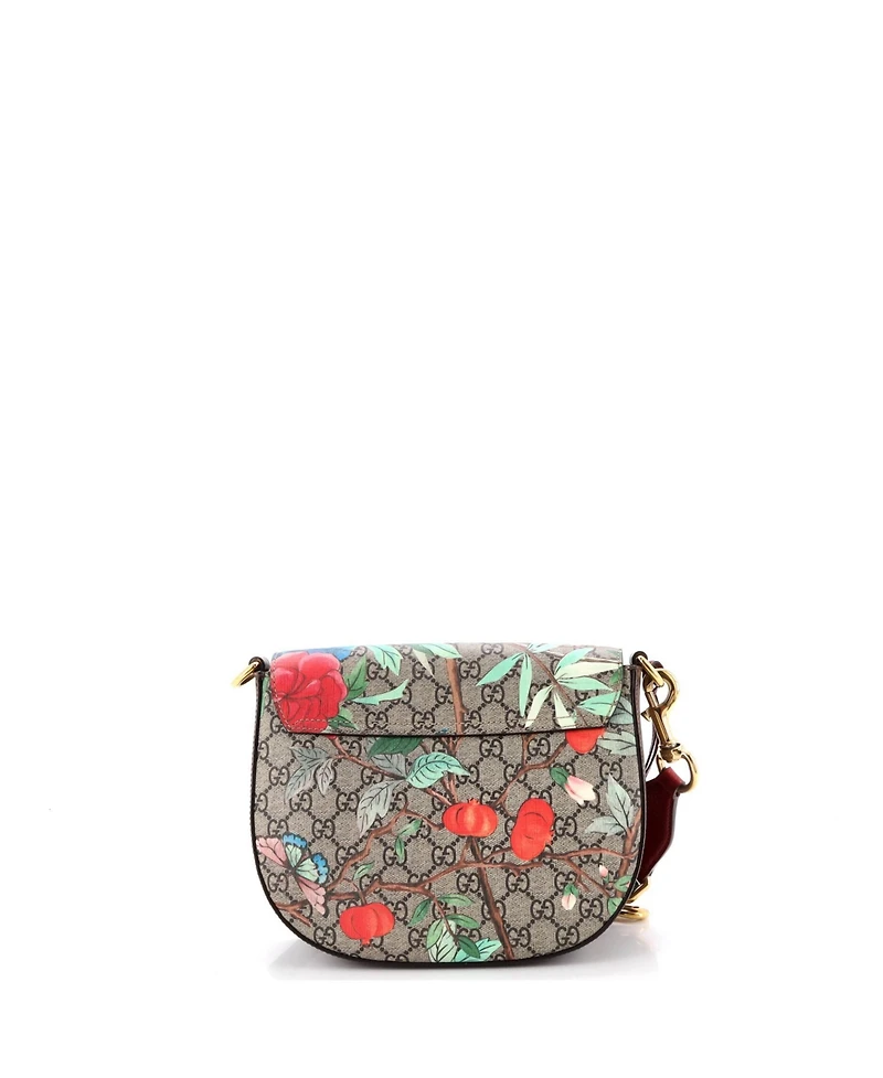 Pre-Owned Gucci Medium Padlock Saddle Shoulder Bag Tian Print Gg Coated Canvas