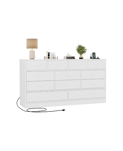 homfan 12 Drawer Dresser with Power Outlets and Usb Ports for Bedroom, Living Room, Hallway