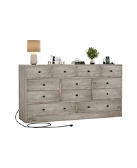 homfan 12 Drawer Dresser with Power Outlets and Usb Ports for Bedroom, Living Room, Hallway