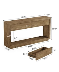 Tribesigns 63" Console Table with 2 Drawers, Farmhouse Entryway Table with Open Storage Shelf, Wooden Sofa Console Behind the Couch