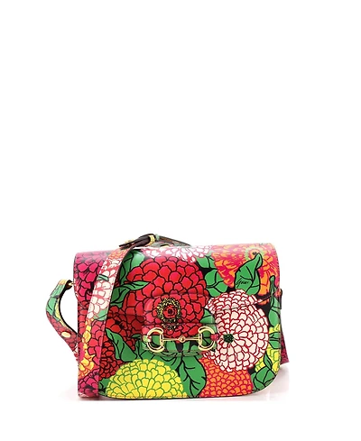 Pre-Owned Gucci Small Horsebit 1955 Shoulder Bag Printed Leather