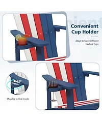 Sugift Weather Resistant Hips Outdoor Adirondack Chair with Rotatable Cup Holder