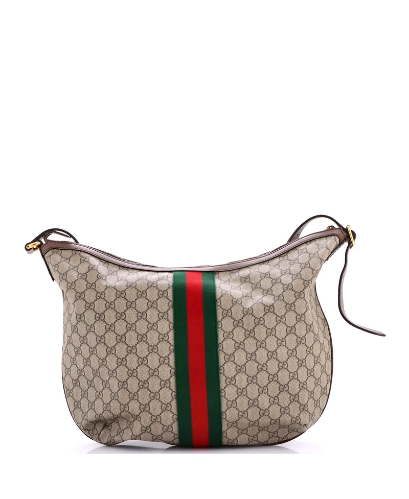 Pre-Owned Gucci Large Ophidia Half Moon Hobo Gg Coated Canvas