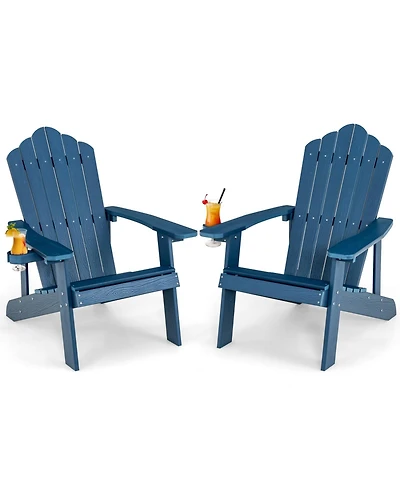 Sugift 2 Piece Adirondack Chair Set with Adult and Kids Outdoor Chairs