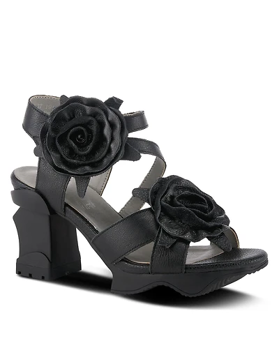 L'Artiste Spring Step Shelly Ankle Strap Sandal with Hand-Painted Vamp