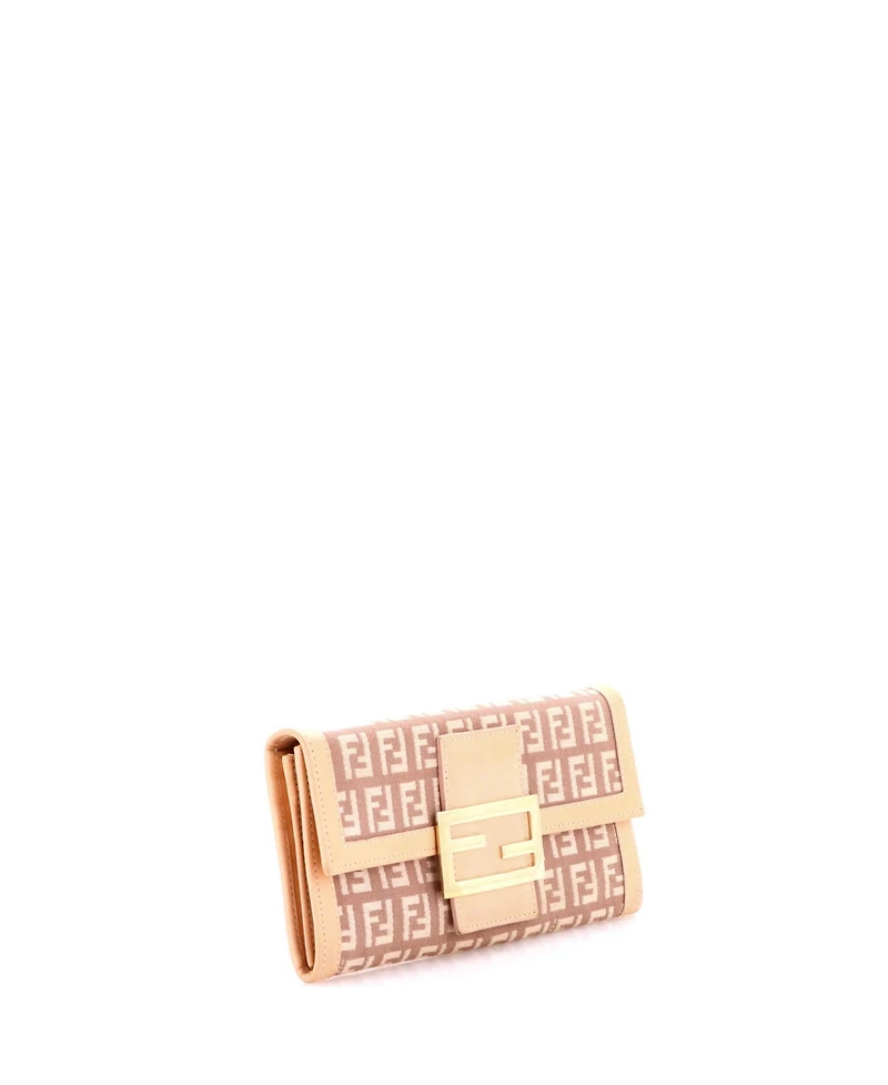 Pre-Owned Fendi Vintage Ff Flap Continental Wallet Zucchino Canvas