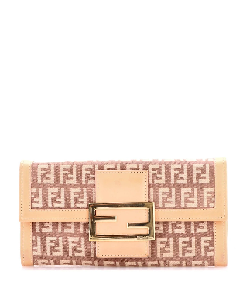 Pre-Owned Fendi Vintage Ff Flap Continental Wallet Zucchino Canvas