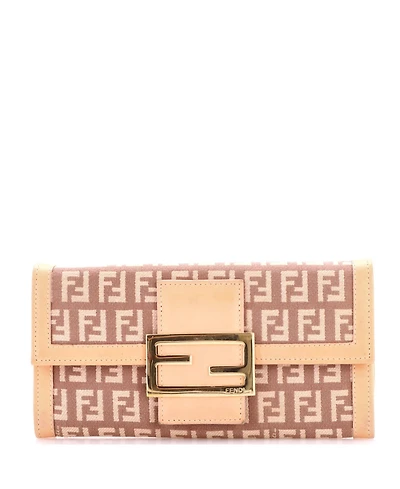 Pre-Owned Fendi Vintage Ff Flap Continental Wallet Zucchino Canvas