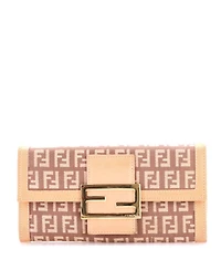 Pre-Owned Fendi Vintage Ff Flap Continental Wallet Zucchino Canvas