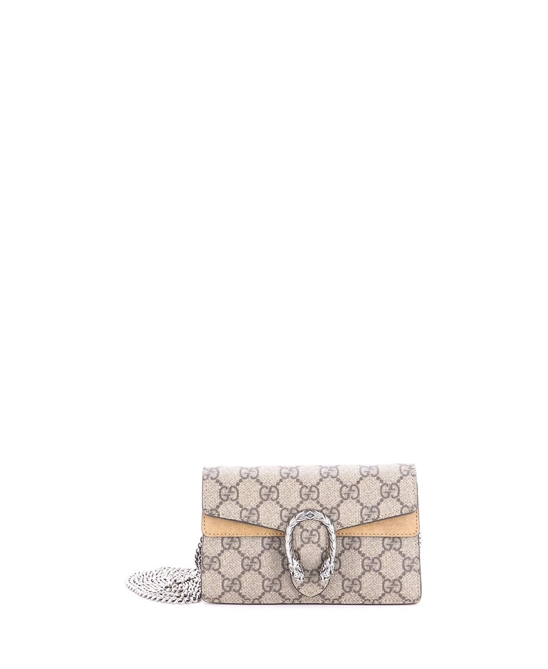 Pre-Owned Gucci Super Mini Dionysus Bag Gg Coated Canvas