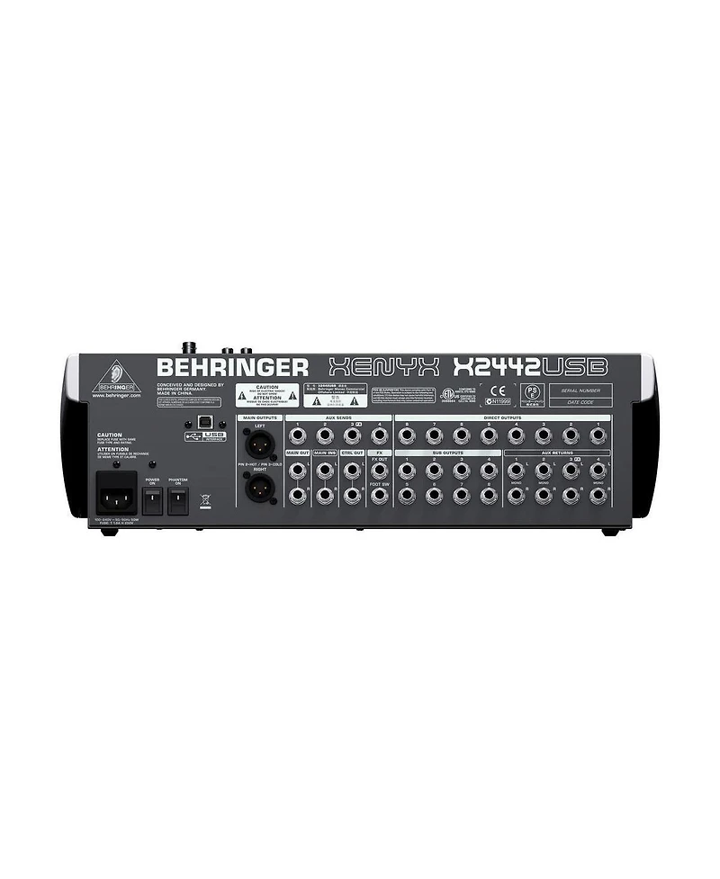 Behringer Xenyx X2442USB Premium 24-Input 4/2-Bus Mixer with Xenyx Mic Preamps and Compressors, British EQs