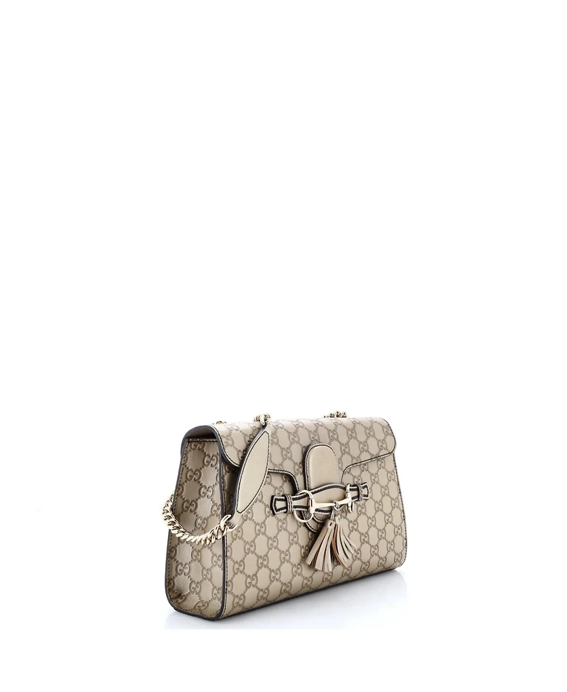 Pre-Owned Gucci Medium Emily Chain Flap Bag Guccissima Leather