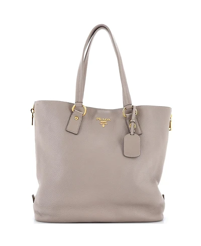 Pre-Owned Prada Large Side Zip Shopper Tote Vitello Daino