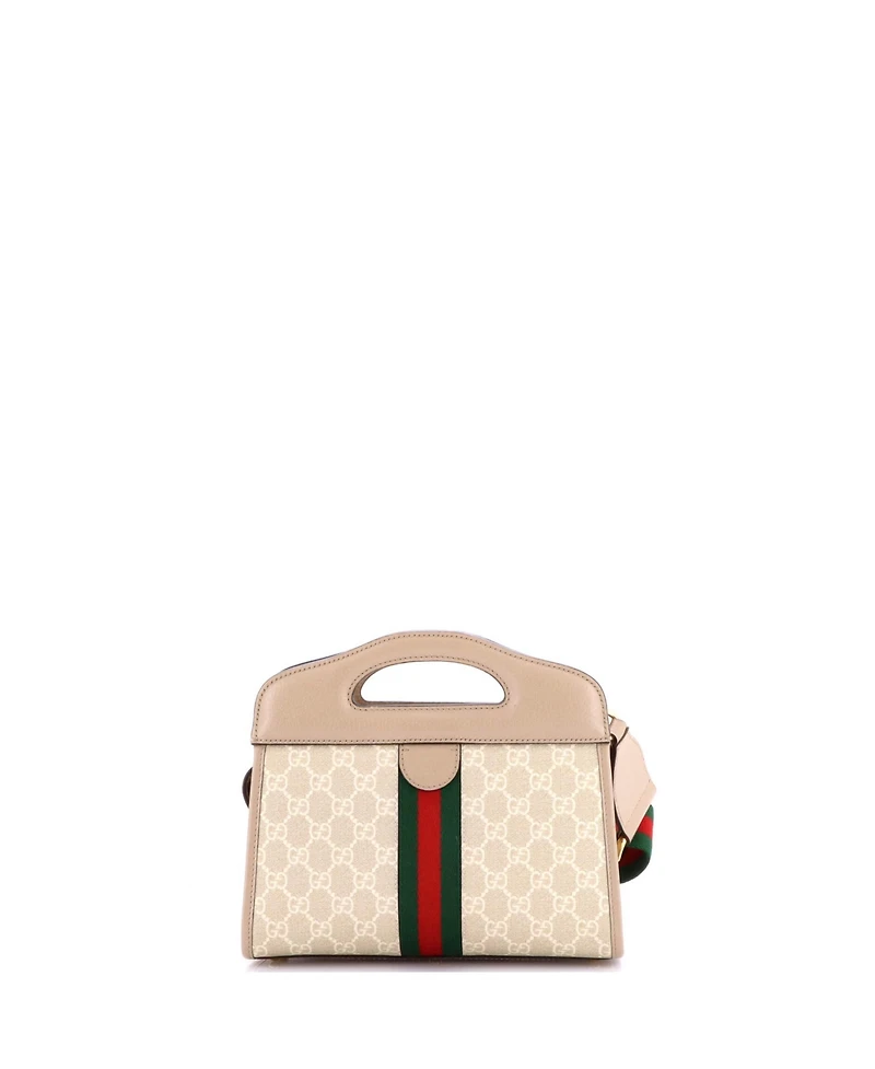 Pre-Owned Gucci Small Ophidia Cut Out Handle Bag Gg Coated Canvas with Leather