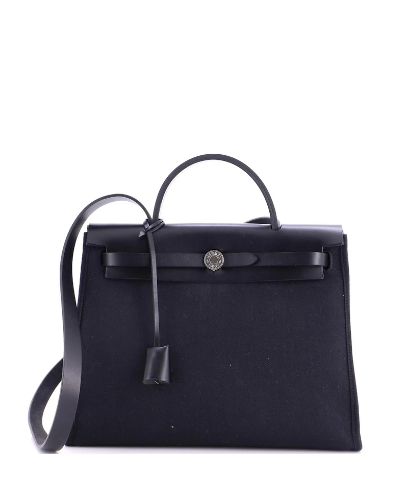 Pre-Owned HERMES Herbag Zip Leather and Toile