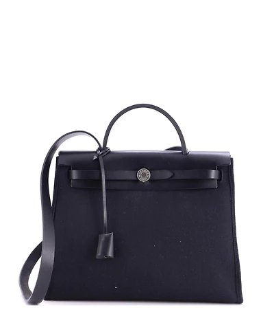 Pre-Owned HERMES Herbag Zip Leather and Toile
